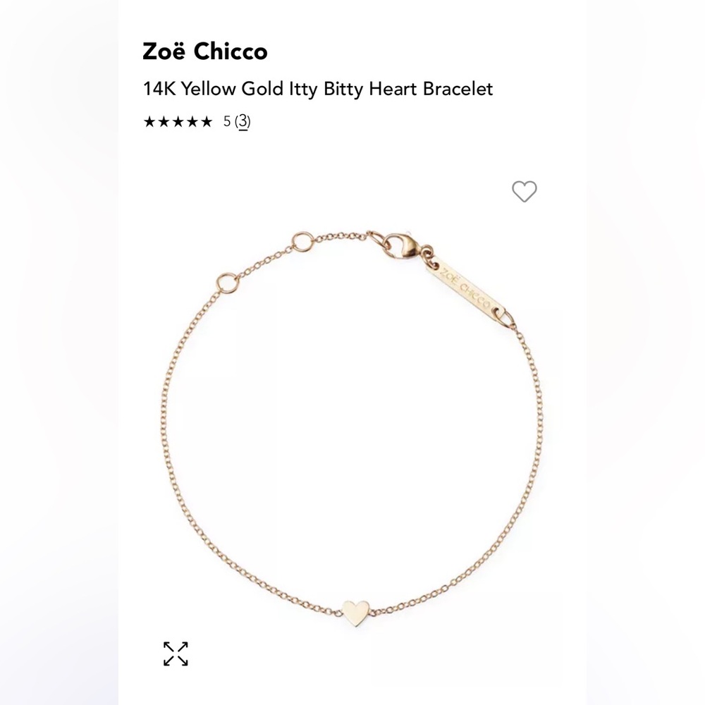 Zoe Chicco 14K Yellow Gold Itty Bitty Heart Bracelet